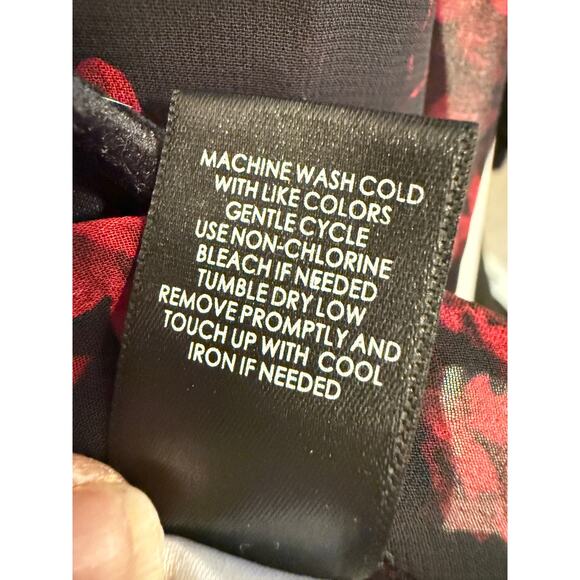 Torrid Black Red Floral Velvet Trim Elegant Romantic Rose Hi-Lo Kimono Plus 2X - Picture 6 of 11